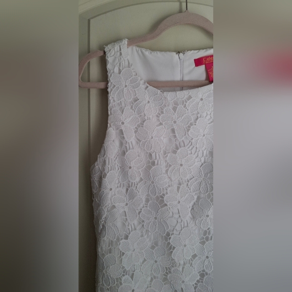 Catherine Malandrino Womens White Lace Dress 8 wedding Sorority Knee Length - Picture 6 of 9